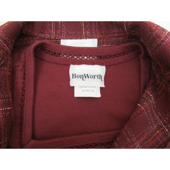 BonWorth Jacket Pants Top Size Petite M Career Casual Burgundy Red 3 Piece Set - Picture 5 of 11